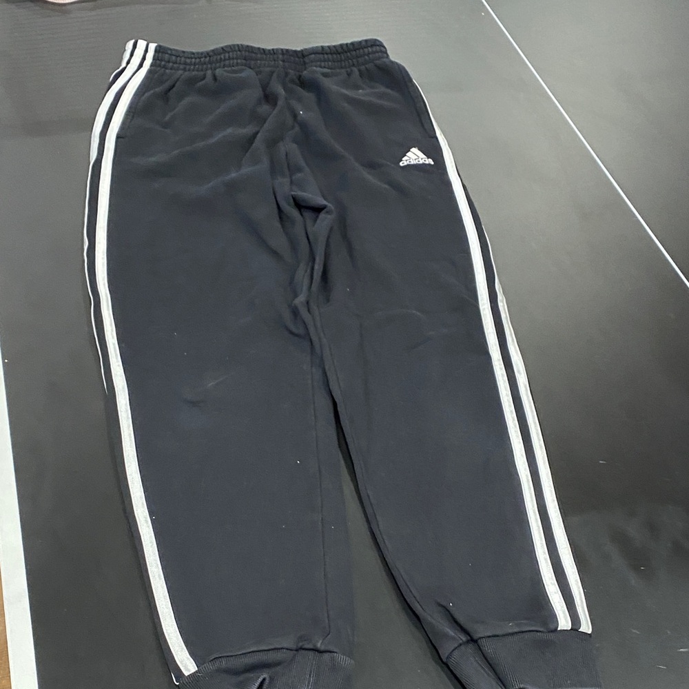 Adidas Kids Black Sweatpants with White Stripes
